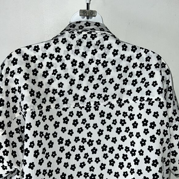 OAT NEW YORK Black White Daisy Print Boxy Blouse-S - Picture 6 of 10